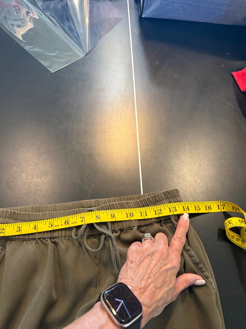 TENCIL Olive Green Drawstring Jogger Pants WITH POCKETS AND 2” waistband - Picture 5 of 7